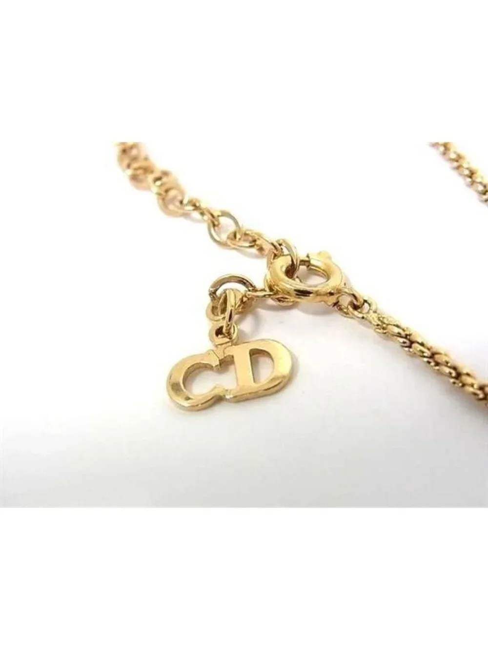 Dior Necklace CD Logo Twisted Circle Gold Metal